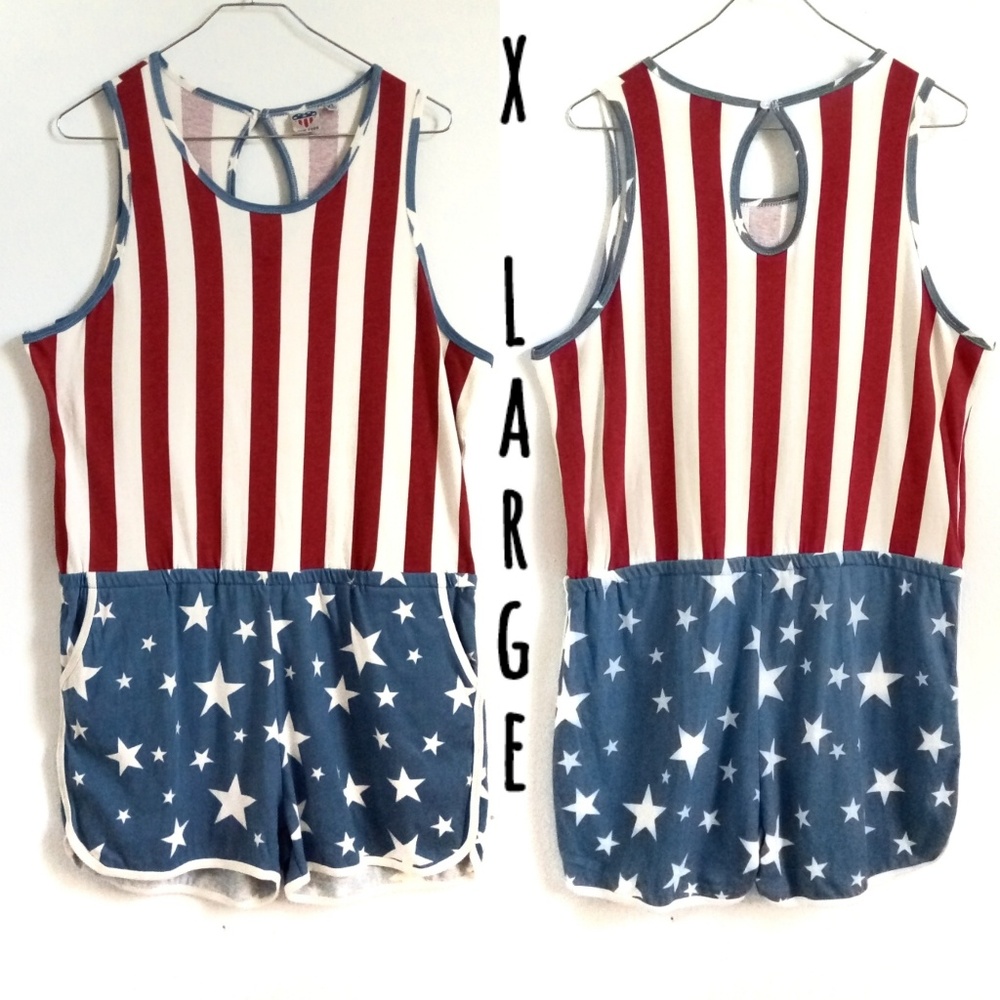 JunkFood Patriotic American Flag Print Romper - Picture 8 of 8